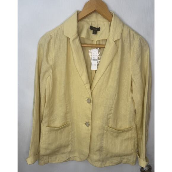 J. Crew Blazer Unstructured Parke 100% Linen Jacket Pale Yellow Women Size 6 NWT - Picture 4 of 10